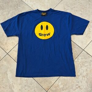 Drew House Mascot Smiley Face Shirt Mens Small Royal Blue Justin Bieber Cotton